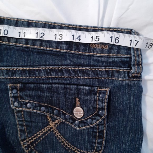 Common Genes Women's Junior's Dark Wash Back to School Flare Jeans - Size 12 - Picture 7 of 9